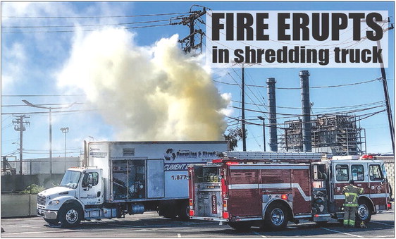 Fire erupts in shredding truck