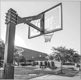 Basketball court stands ready for play