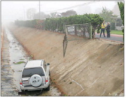 Car crashes into culvert